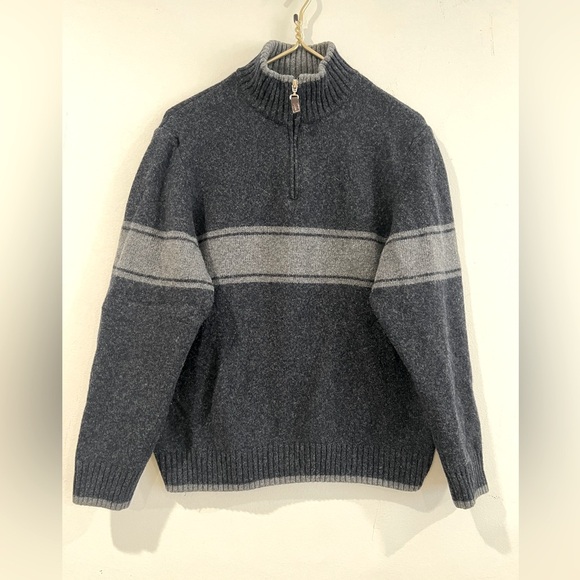 Daniele Blasi Italy Thick partialWool Sweater
1/4 Zip Neck Gray Striped … - Picture 1 of 10